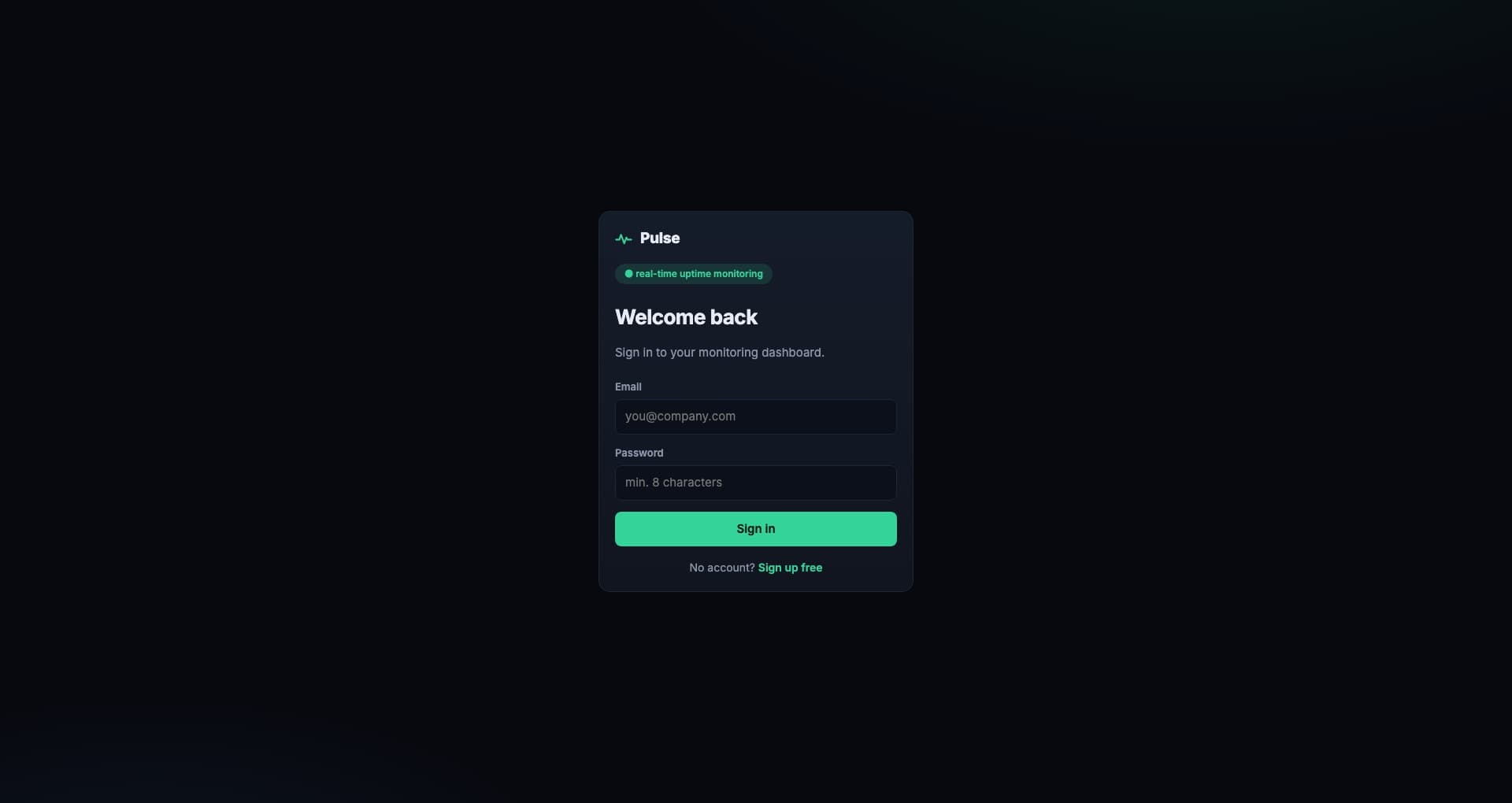 Pulse — uptime and incident monitoring dashboard